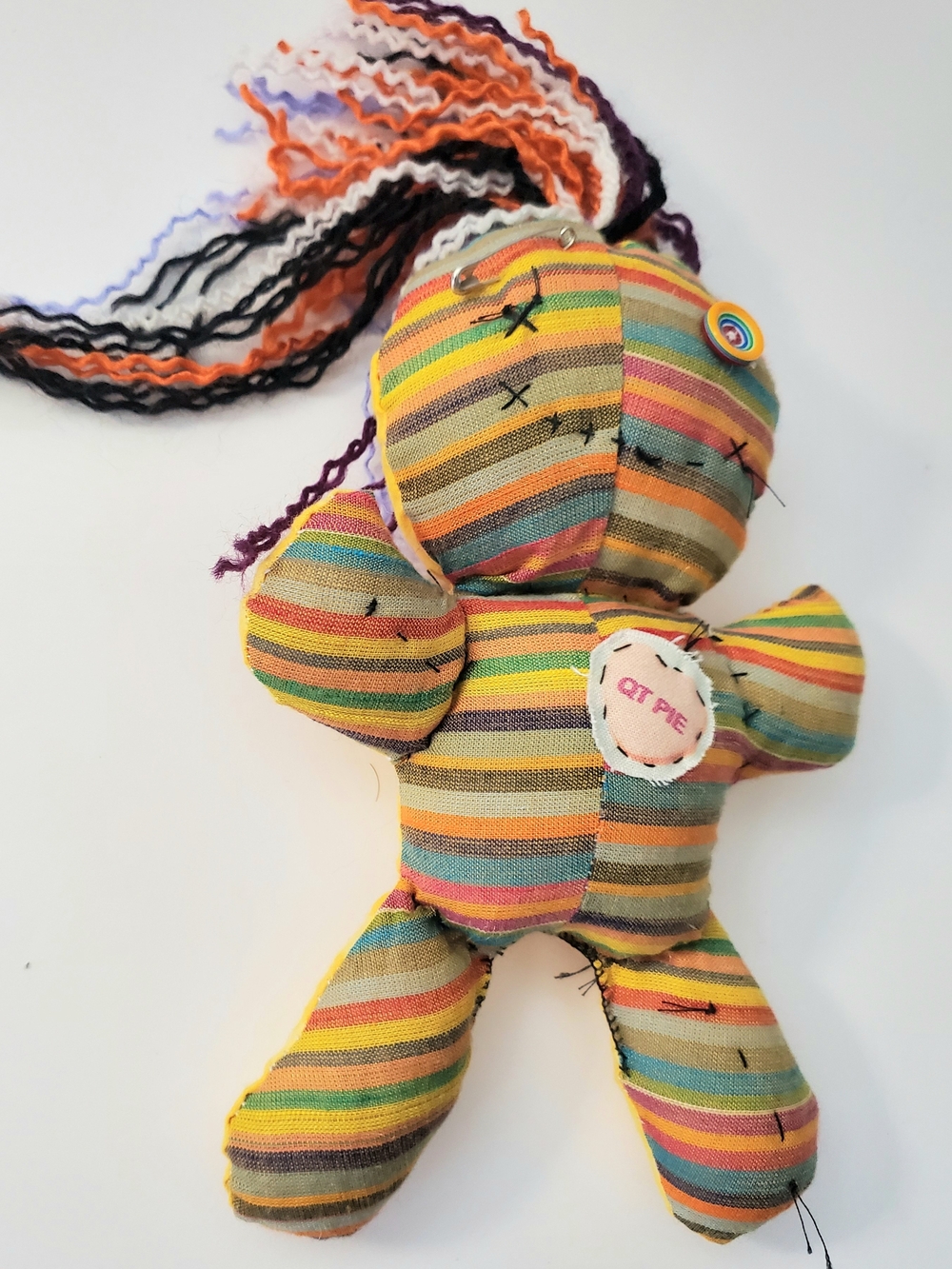 Handmade Striped Multicolor Plush Doll "Frazzle"